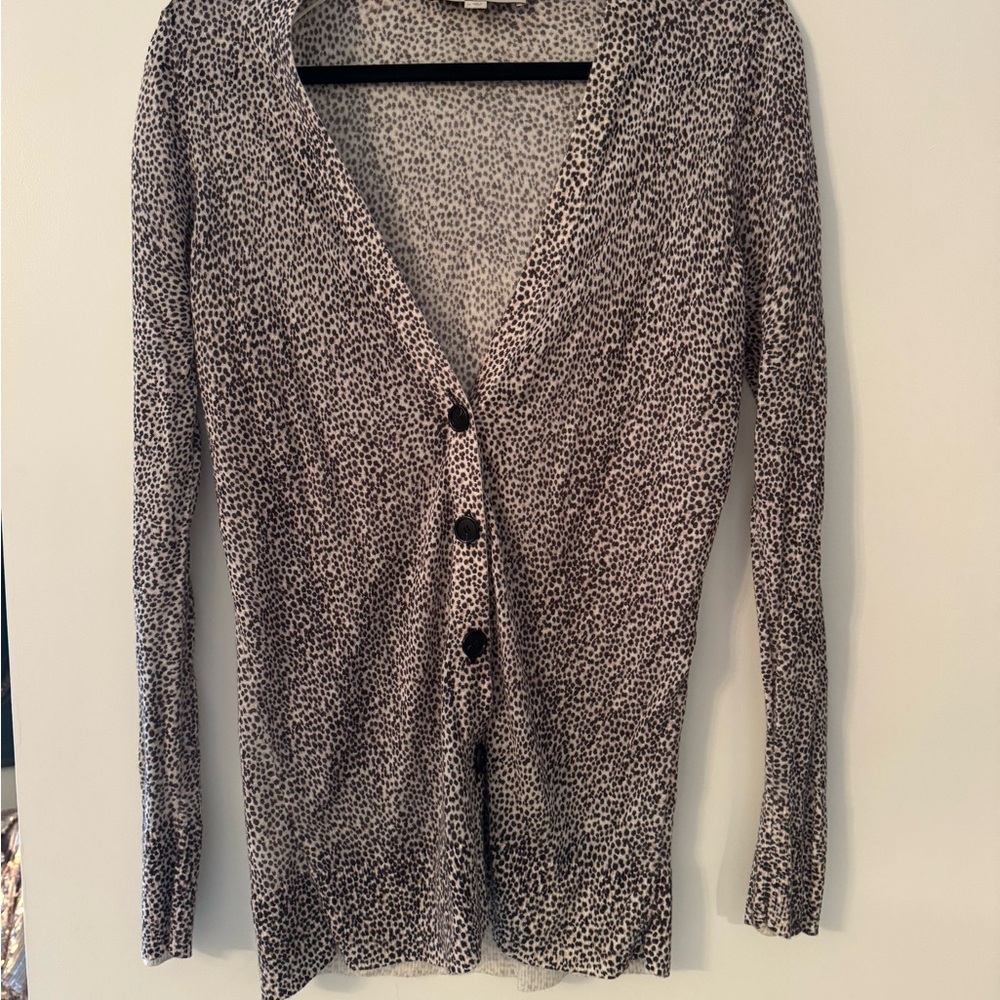 LOFT Snow Leopard Black and White Patterned Cardigan